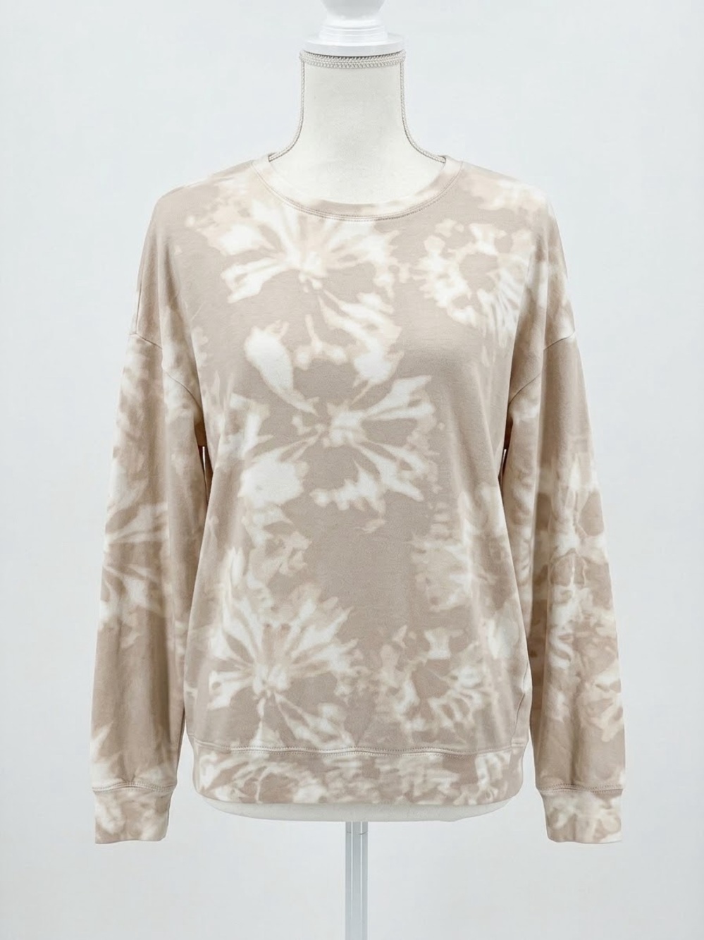 Athleta Neutral Beige Tie-Dye Long Sleeve Crewneck Sweatshirt Medium